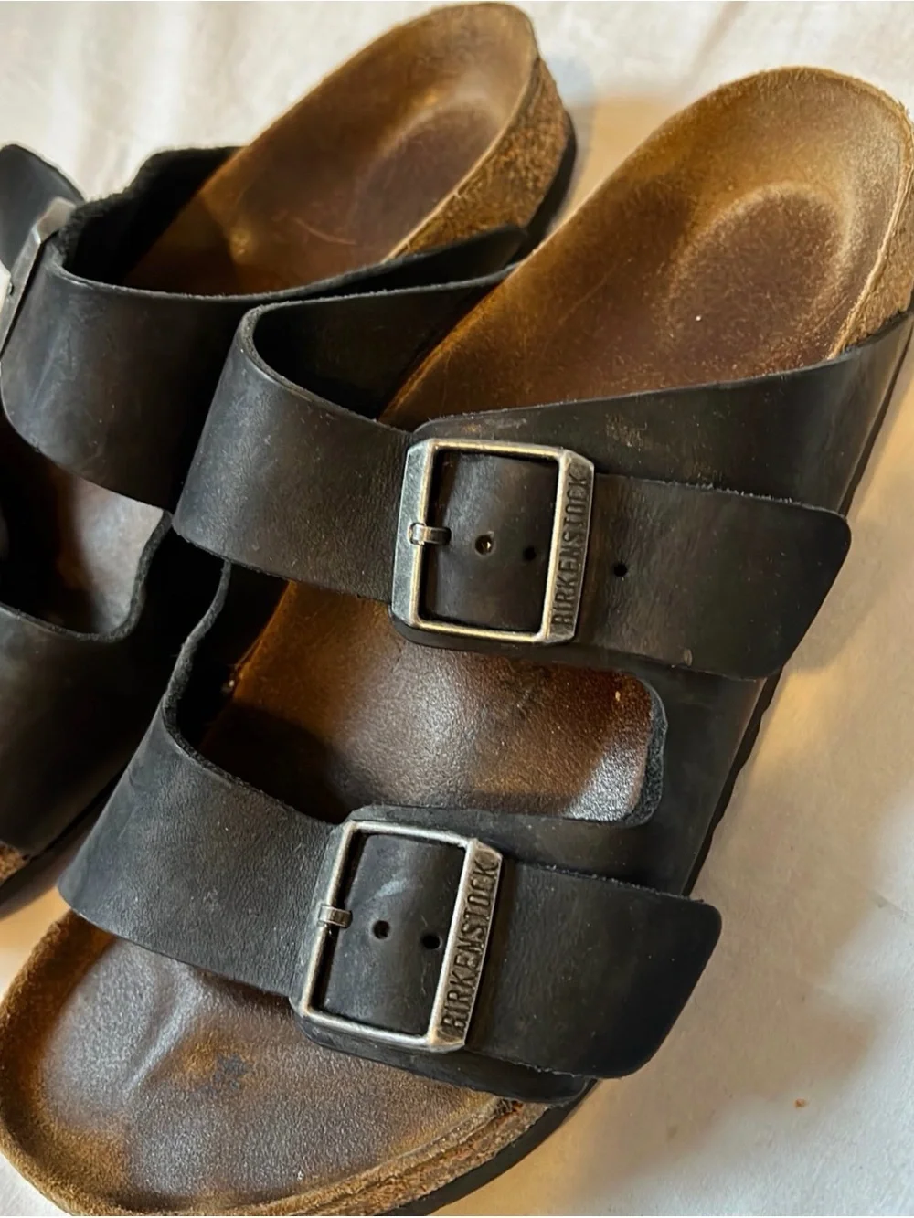 Birkenstock Black Two-Strap Leather Sandals